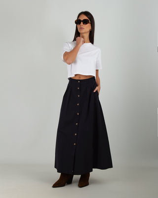 Gonna Bottoni Cotone Blue Navy — Gonne Anna Dani | foto 3