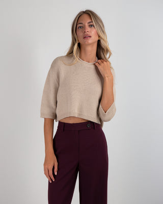 Maglia Crop M.3/4 Beige