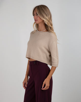 Maglia Crop M.3/4 Beige