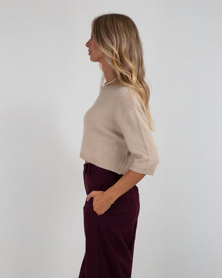 Maglia Crop M.3/4 Beige