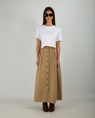 Gonna Bottoni Cotone Sand — Gonne Anna Dani