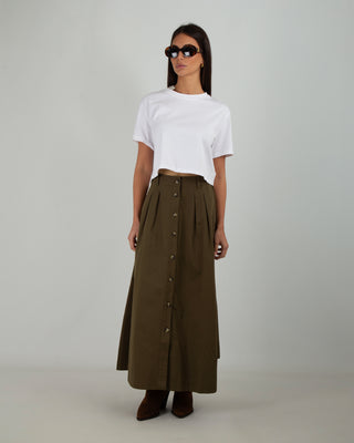 Gonna Bottoni Cotone Dark Military — Gonne Anna Dani