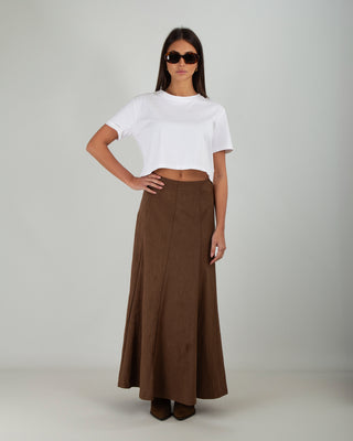 Gonna Svasata Scamosciata Brown