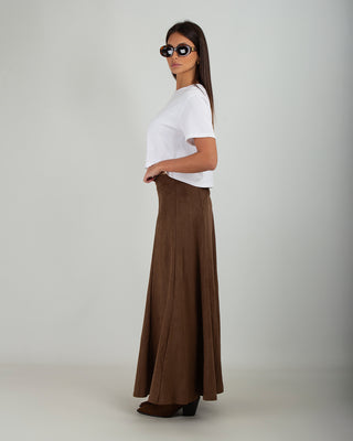 Gonna Svasata Scamosciata Brown