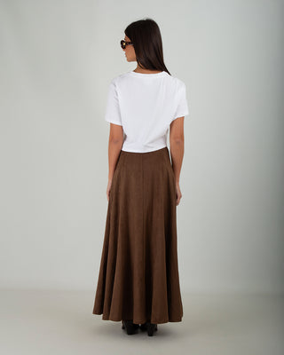 Gonna Svasata Scamosciata Brown