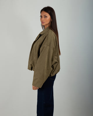 Bomber Scamosciato Over Khaki Green