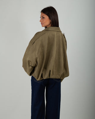 Bomber Scamosciato Over Khaki Green