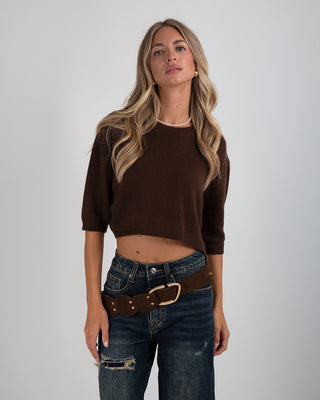 Maglia Crop M.3/4 Brown