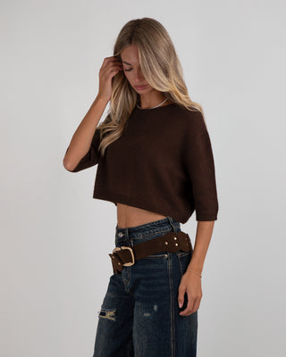 Maglia Crop M.3/4 Brown