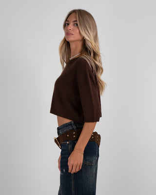 Maglia Crop M.3/4 Brown