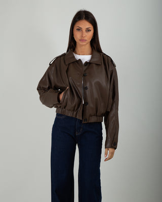 Bomber Ecopelle Bottoni Brown