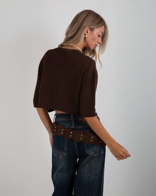 Maglia Crop M.3/4 Brown
