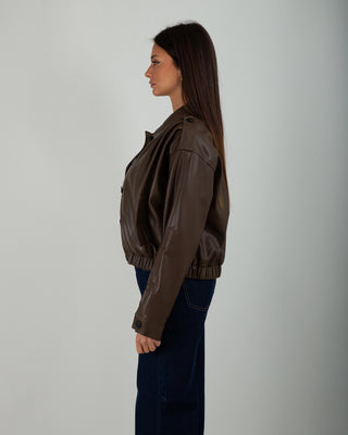 Bomber Ecopelle Bottoni Brown