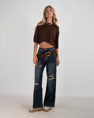 Denim Vintage Strappi Blu Scuro