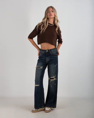 Denim Vintage Strappi Blu Scuro