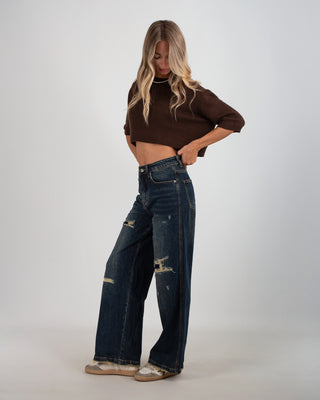 Denim Vintage Strappi Blu Scuro