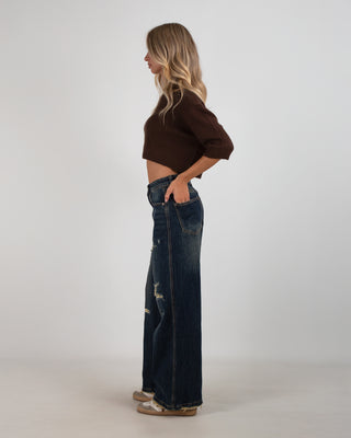 Denim Vintage Strappi Blu Scuro
