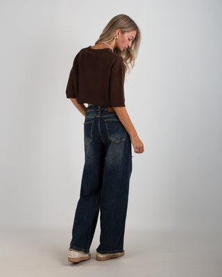 Denim Vintage Strappi Blu Scuro