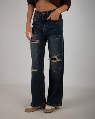 Denim Vintage Strappi Blu Scuro