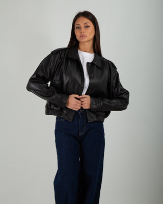 Bomber Ecopelle Bottoni Black