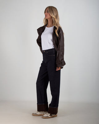 Denim Risvolto Velluto Denim Scuro