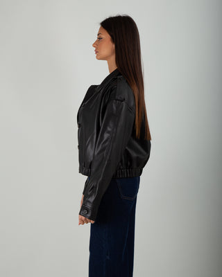 Bomber Ecopelle Bottoni Black