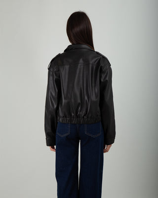 Bomber Ecopelle Bottoni Black
