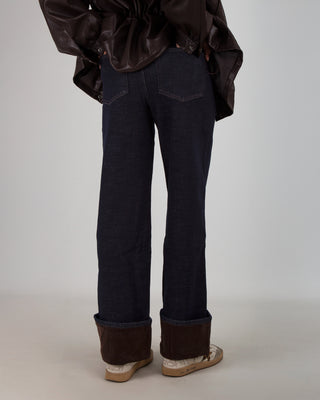Denim Risvolto Velluto Denim Scuro