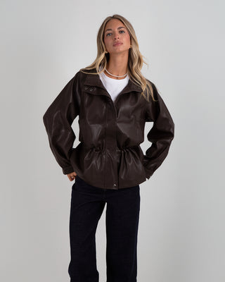Giacca Ecopelle Arricciata Brown