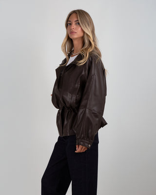 Giacca Ecopelle Arricciata Brown