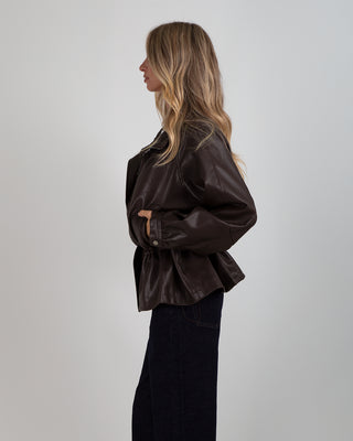 Giacca Ecopelle Arricciata Brown