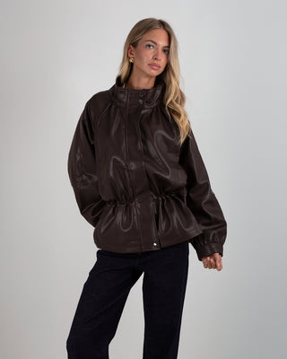 Giacca Ecopelle Arricciata Brown