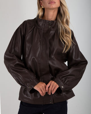 Giacca Ecopelle Arricciata Brown