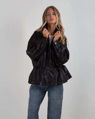Giacca Ecopelle Arricciata Black