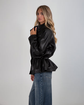 Giacca Ecopelle Arricciata Black