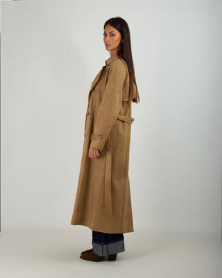 Trench Lungo Scamosciato Camel