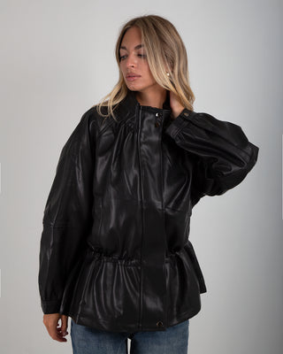 Giacca Ecopelle Arricciata Black