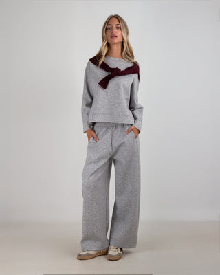Anzug aus Scuba Strass Grau Melange