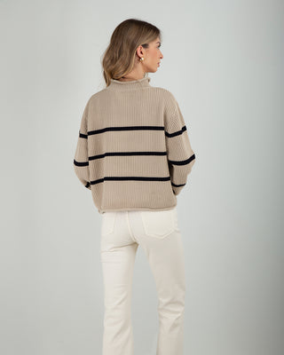 Maglia Righe 100% Cotone Beige