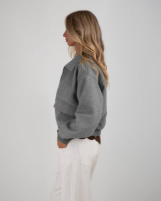 Bomber Colletto Panno Grigio