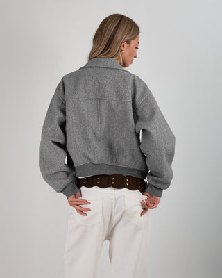 Bomber Colletto Panno Grigio