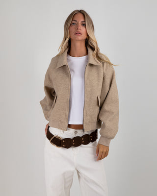 Bomber Colletto Panno Beige