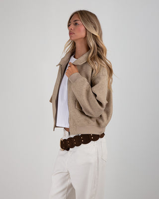Bomber Colletto Panno Beige