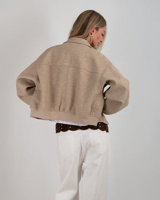 Bomber Colletto Panno Beige