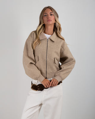 Bomber Colletto Panno Beige