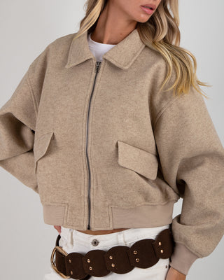 Bomber Colletto Panno Beige