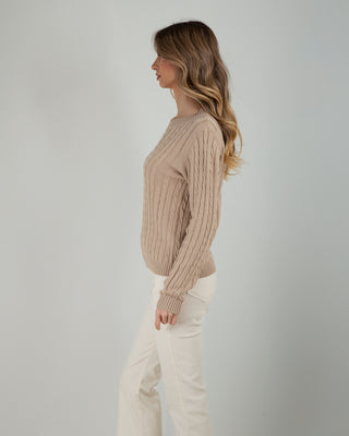 Maglia Giro Trecce 100% Cotone Sand