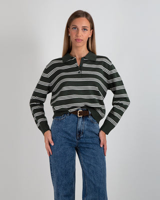 Maglia Polo Righe Dark Pine