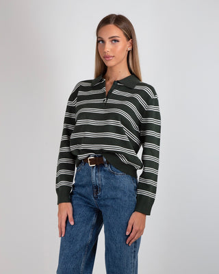 Maglia Polo Righe Dark Pine