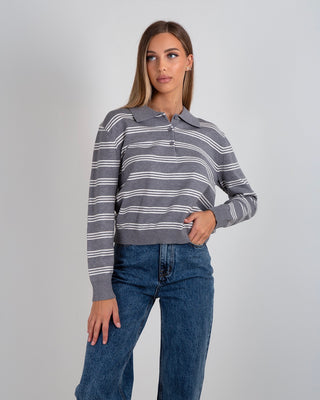 Maglia Polo Righe Grey